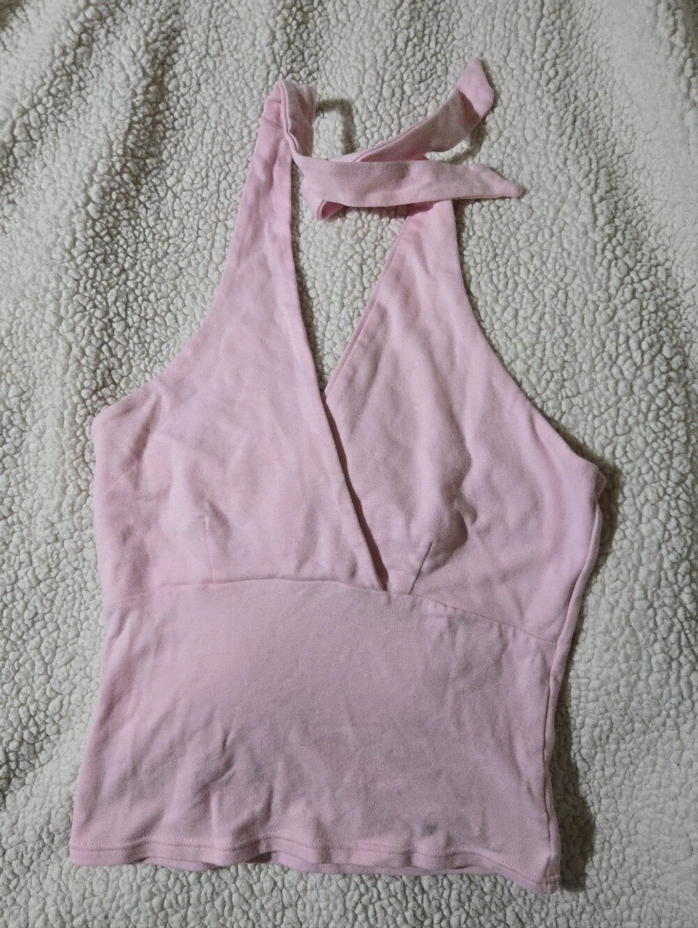 Energie Y2k Women's Baddie Light Pink Halter Crop Top Cross Over Bust  Medium